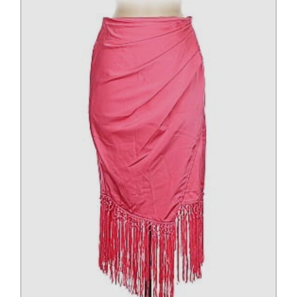 Rachel Zoe Dresses & Skirts - Rachel Zoe Pink Tassel Fringe Assymetrical Skirt XS